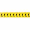 Letter "K" zwart op geel 22x38 mm - nylon linnen letterhoogte 25mm 10/vel